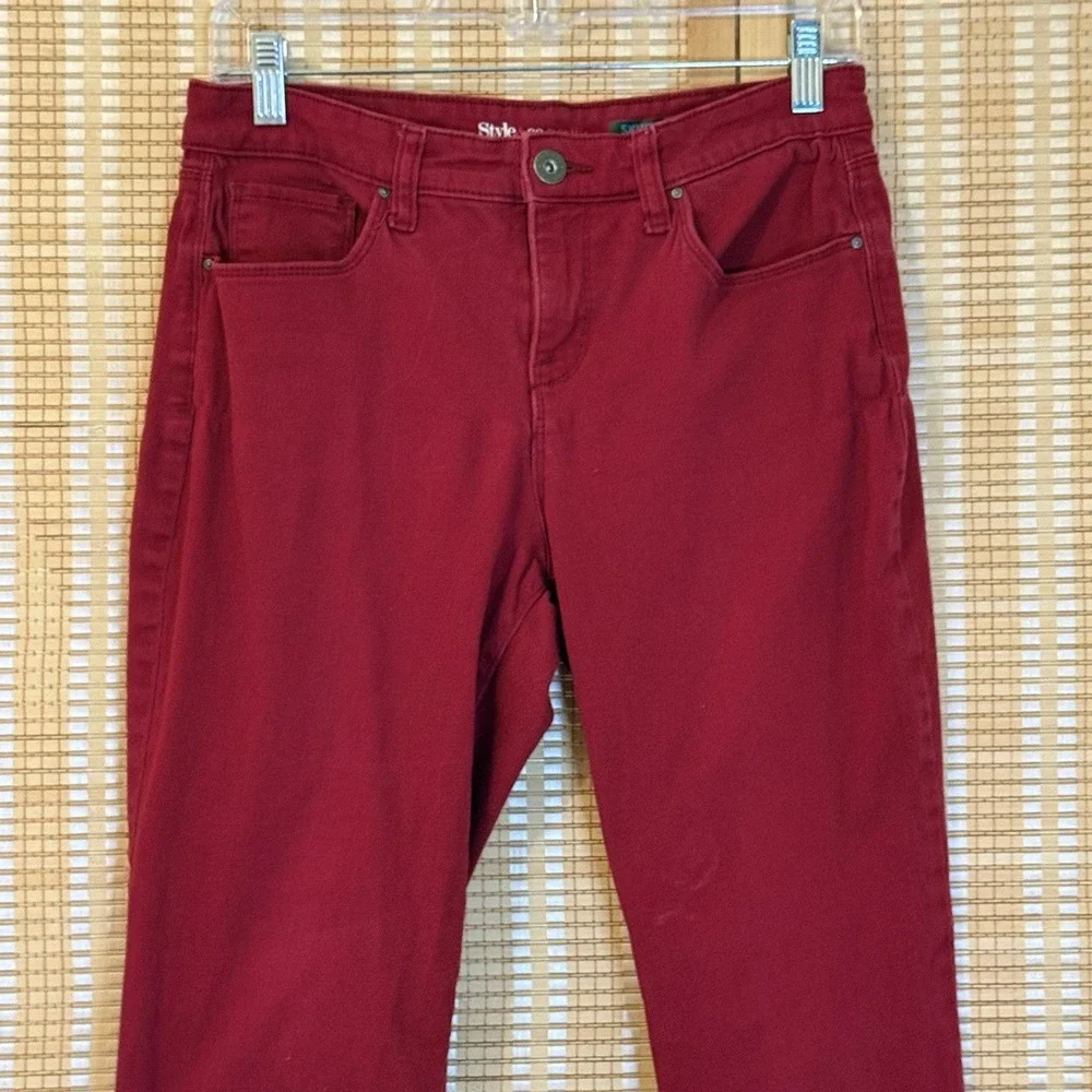 Style &Co Womens 6 Red Denim Stretch Mid Rise Skinny Jeans Streetwear Y2K Boho‎